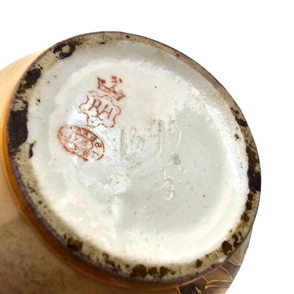 Antique 1893 Robert Hanke Porcelain Vase Lattice Rim Orchid Butterfly Design - Picture 3 of 16